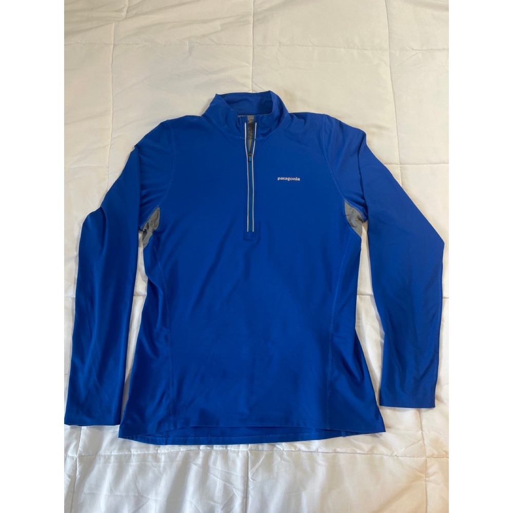 Patagonia Mens Fore Runner Quarter Zip Blue Running Pullover Shirt 24200 Size M